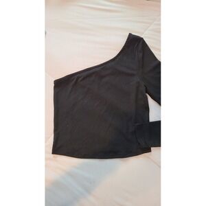 Asos Design Women's Cropped Long Sleeve 1 shoulder out Top  Black Size US 8‎ NWT